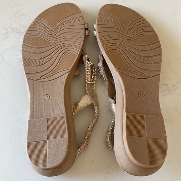 NEW! Gorgeous Duo Mei Zy Yuan Rhinestone Gold Sandals Size 41 - Picture 8 of 9